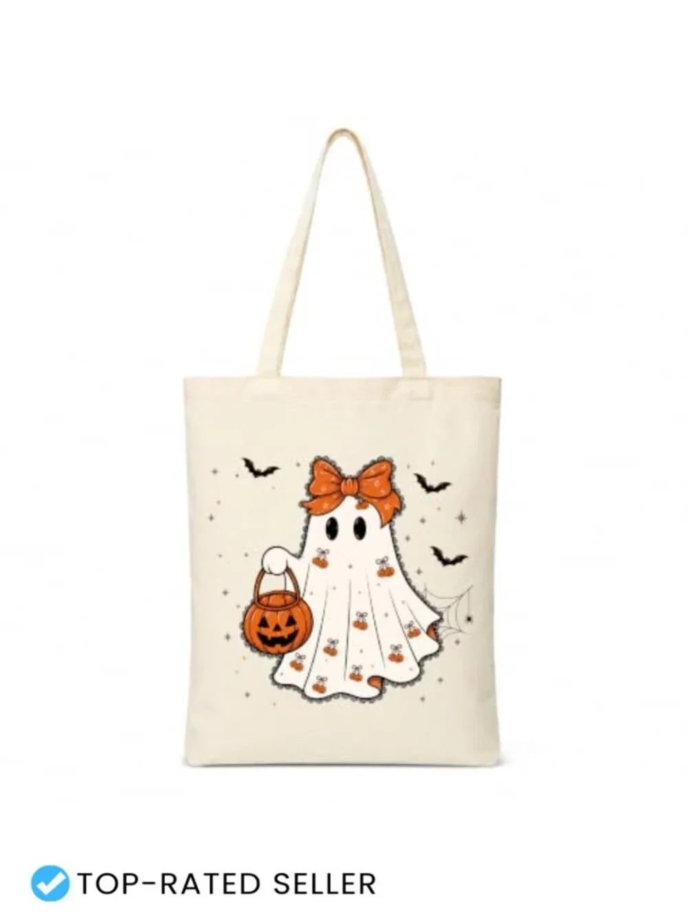 Halloween Tote Bag for Women Trick or Treat Canvas Shopping Shoulder Bag